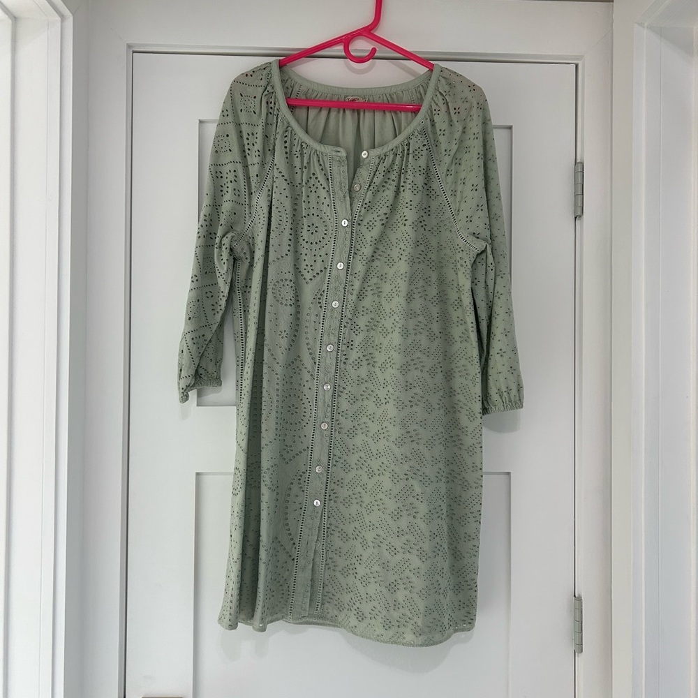Faherty Sage Green Eyelet Tunic